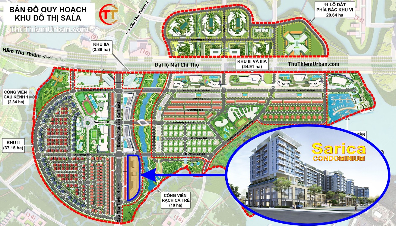 bản đồ phối cảnh vị trí dự án căn hộ cao cấp Sarica condominium Sala Thủ Thiêm
