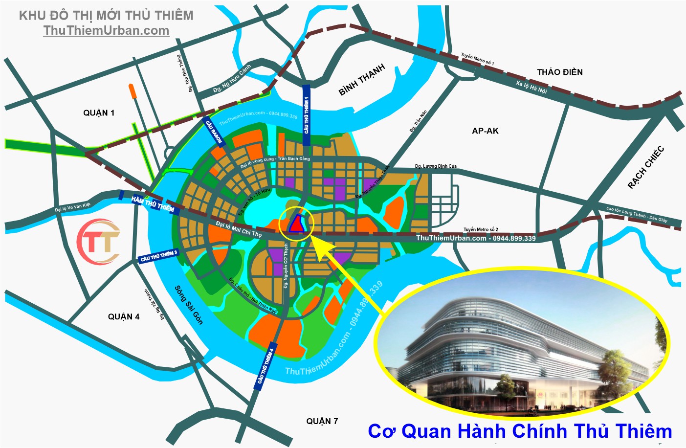 bản đồ vị trí, địa chỉ cơ quan hành chính thủ thiêm