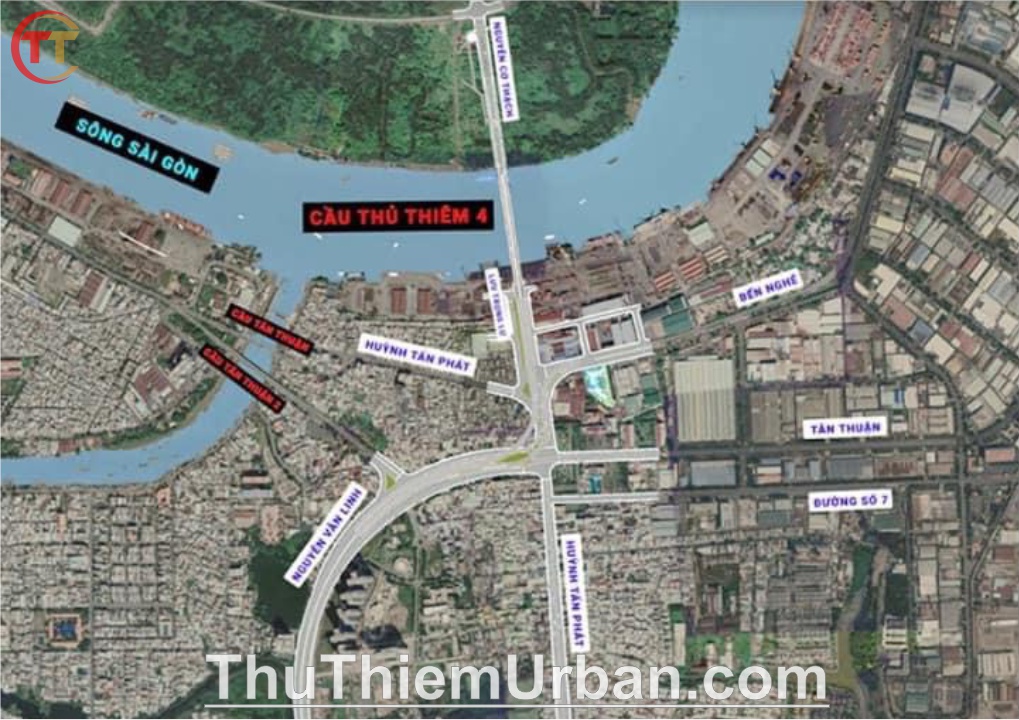 điểm kết nối cầu thủ thiêm 4 với đường nguyễn văn linh & huỳnh tấn phát quận 7
