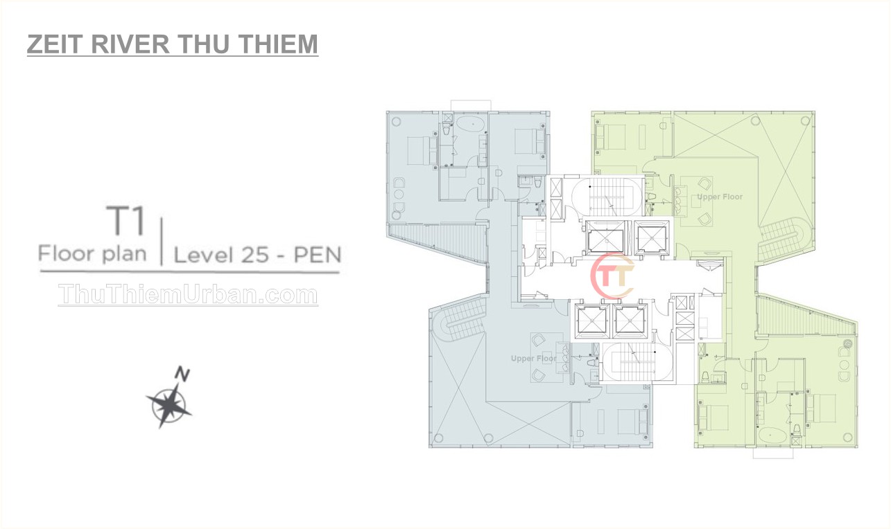 mặt bằng (layout) căn hộ zeit river thủ thiêm - tháp T1 - tầng 24 - penhouse duplex