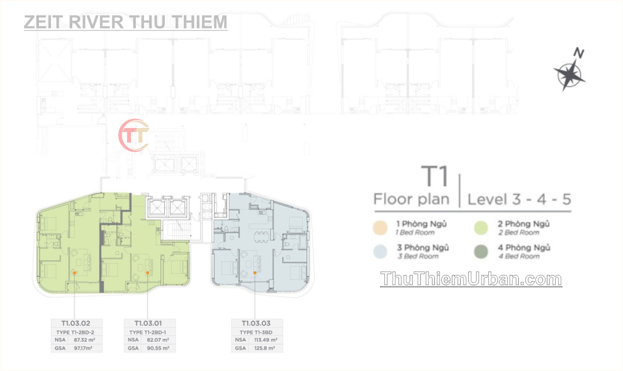 mặt bằng (layout) căn hộ zeit river thủ thiêm - tháp T1 - tầng 3,4,5