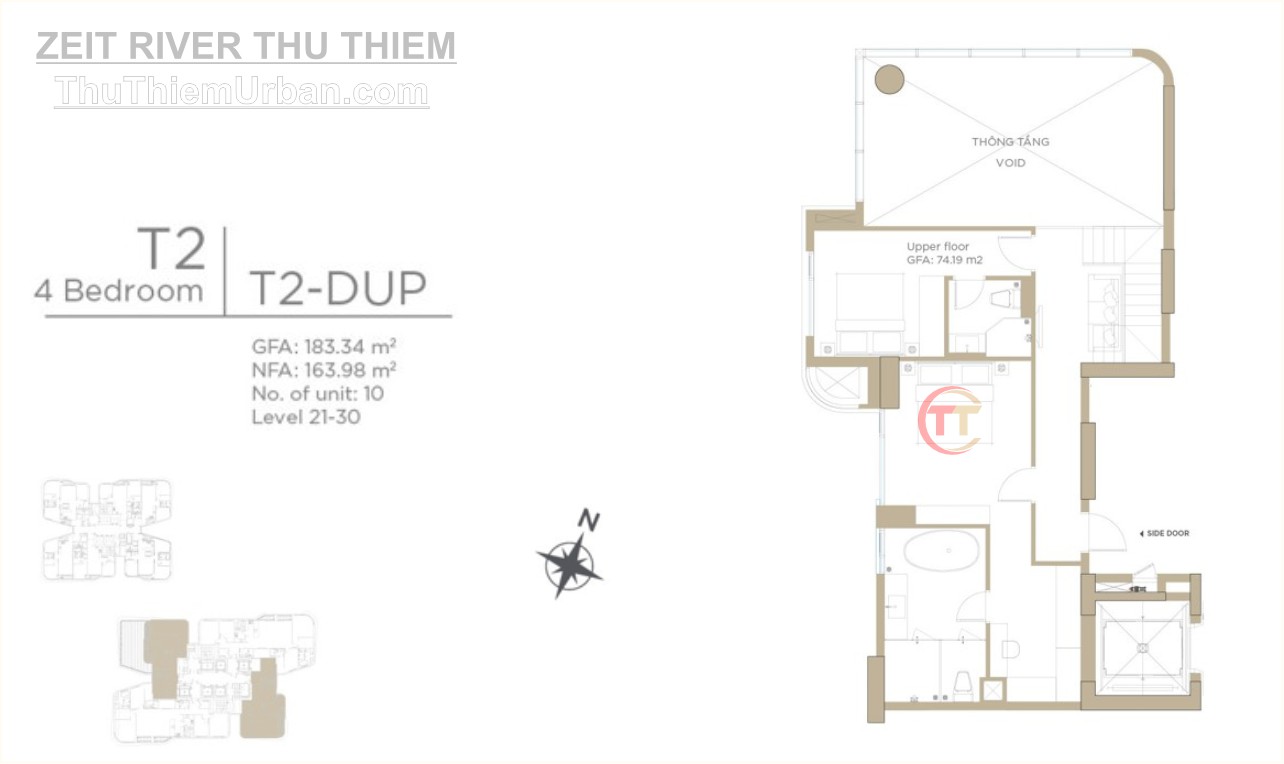 mặt bằng (layout) căn hộ zeit river thủ thiêm - tháp T2 - duplex tầng 2 - hồ chí minh