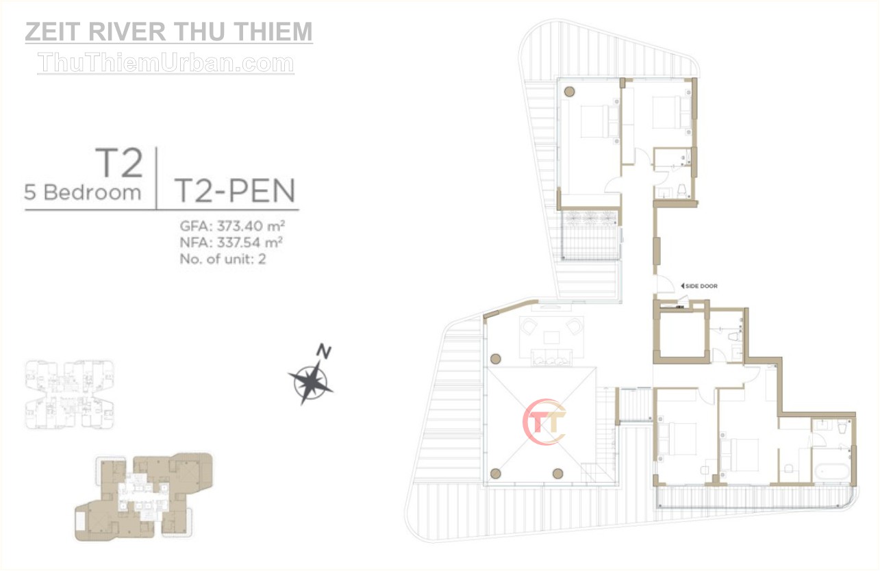 mặt bằng (layout) căn hộ zeit river thủ thiêm - tháp T2 - penhouae tầng 2 - nguyễn cơ thạch