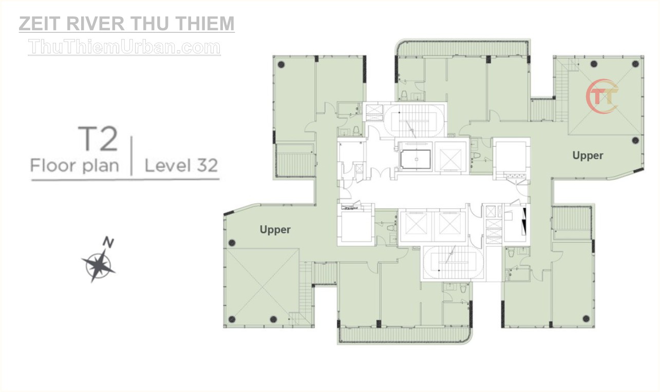mặt bằng (layout)căn hộ zeit river thủ thiêm - tháp T2 - penhouse tầng 32 trên