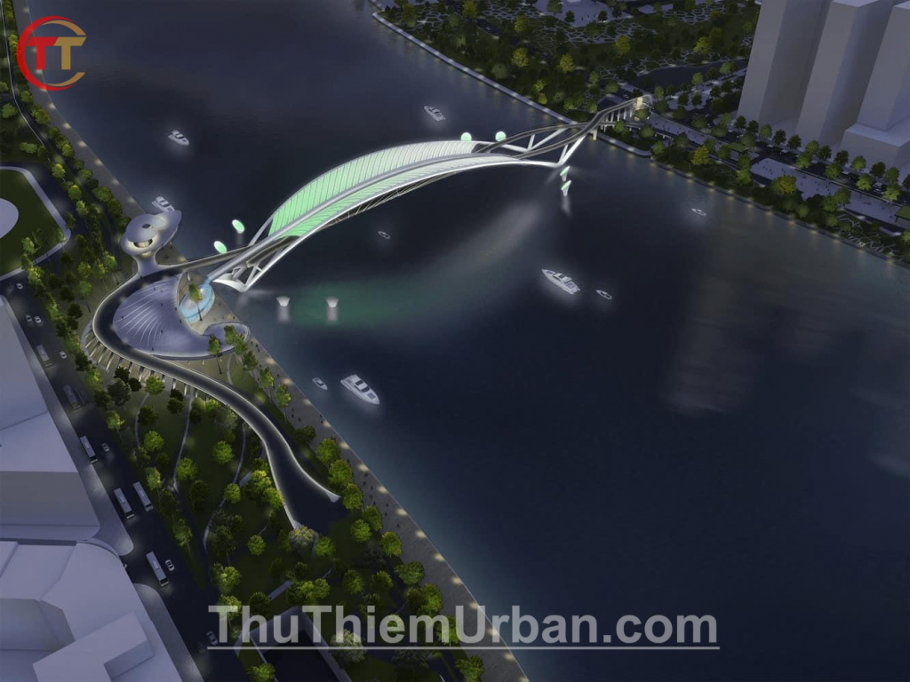 phối cảnh cầu đi bộ thủ thiêm