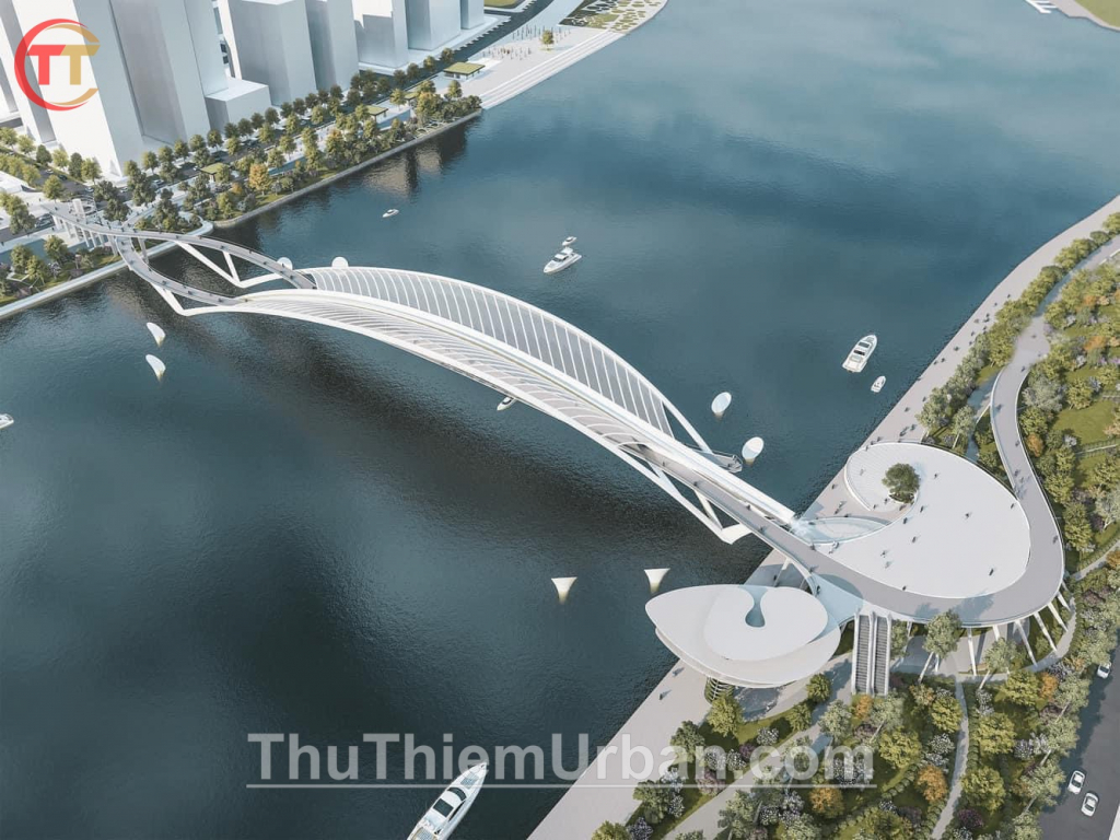 phối cảnh kết nối không gian cầu đi bộ thủ thiêm với quận 1