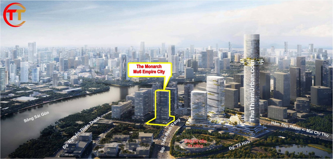 phối cảnh vị trí dự án phân khu the monarch - mu6 empire city thủ thiêm