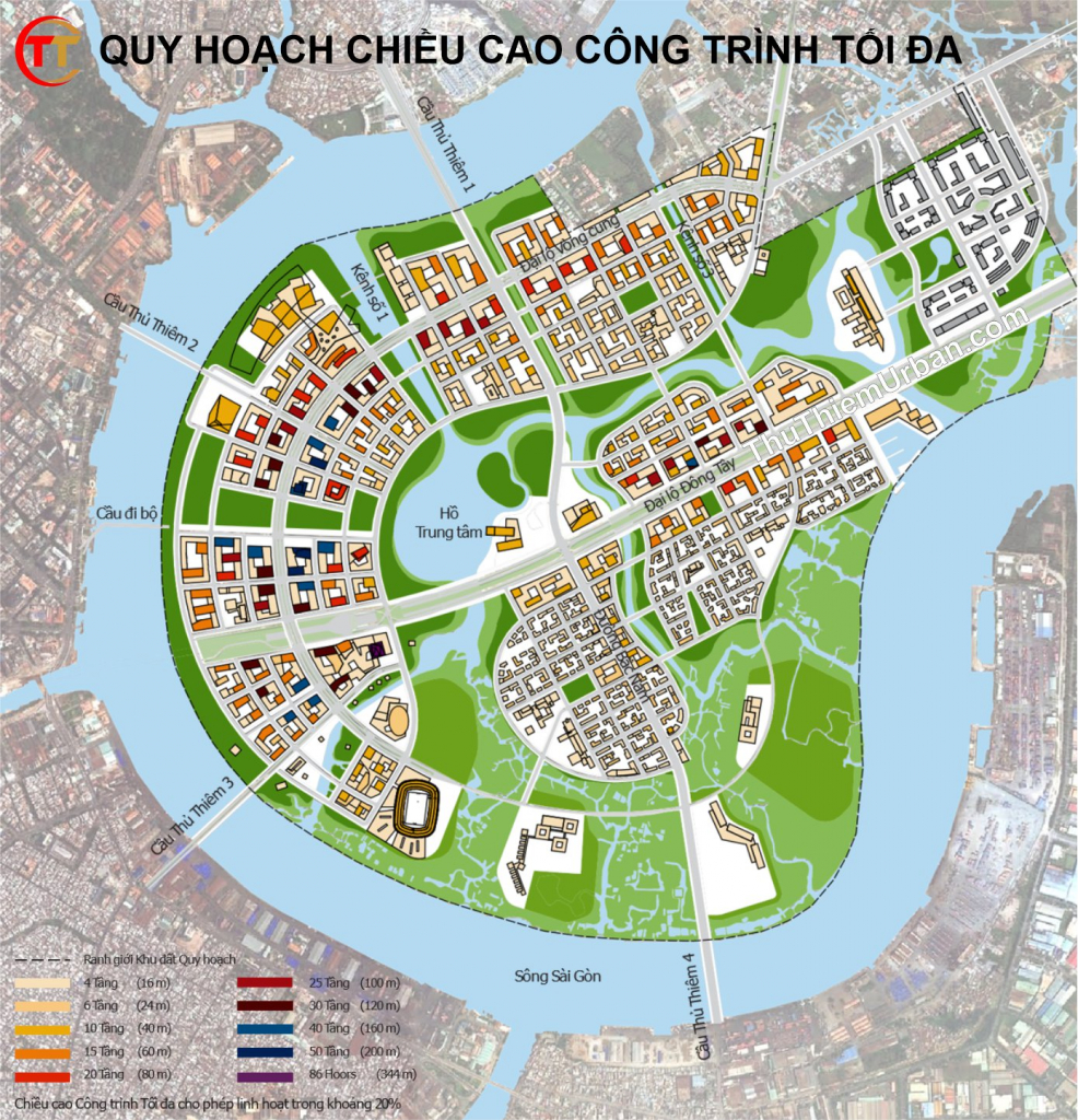 quy hoạch chiều cao công trình tối đa tại thủ thiêm