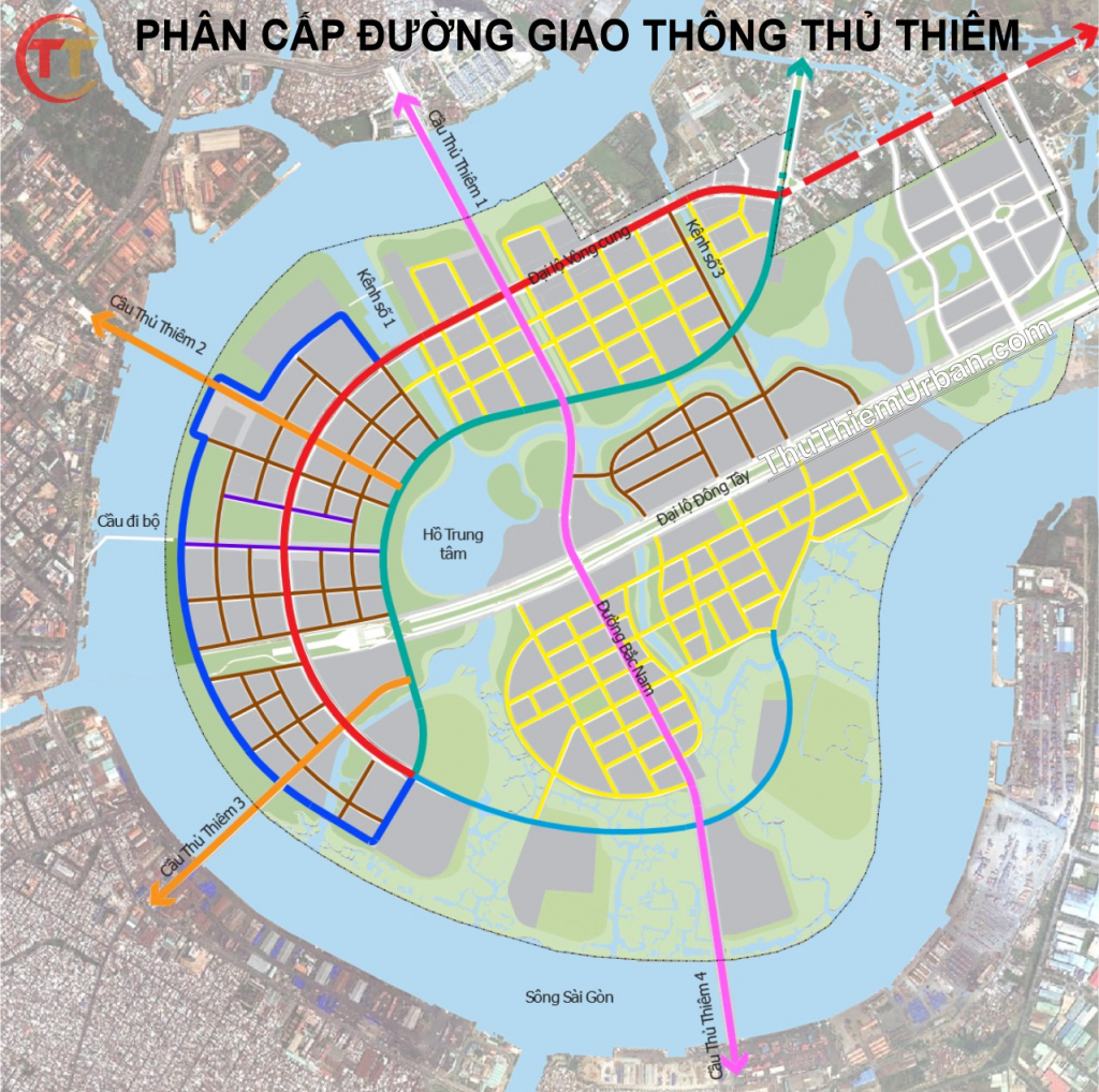 quy hoạch giao thông thủ thiêm - bảng phân cấp đường