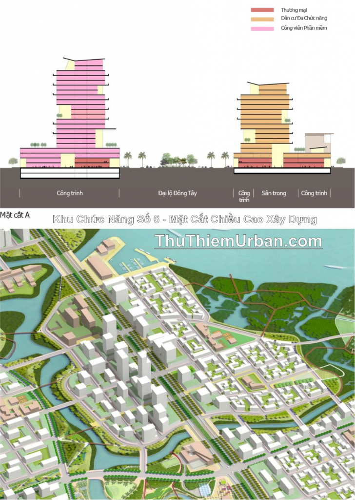 quy hoạch khu chức năng số 6 sala thủ thiêm - mặt cắt chiều cao xây dựng