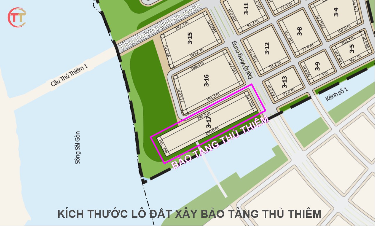 quy hoạch kích trước lô đất xây dựng bảo tàng thủ thiêm