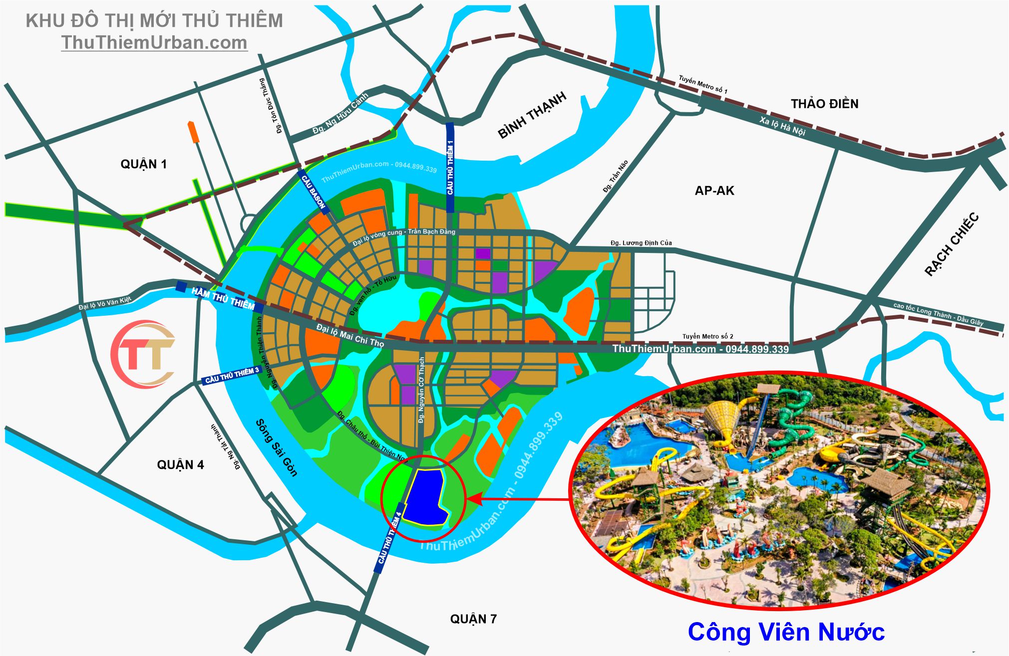 vị trí (địa chỉ) công viên nước thủ thiêm
