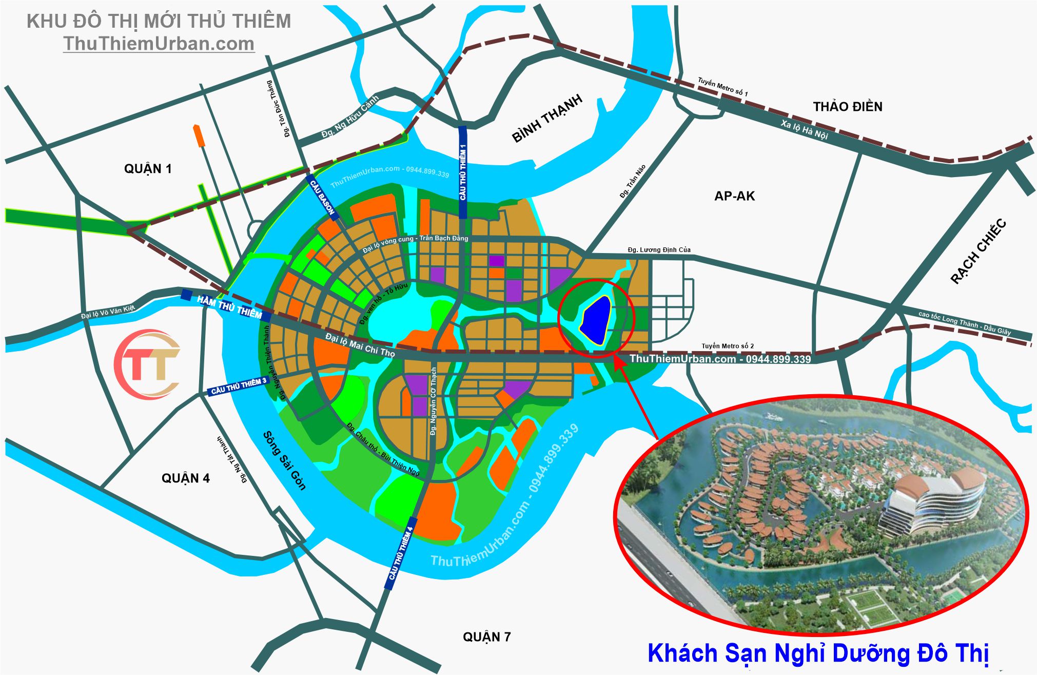 vị trí (địa chỉ) khách sạn nghỉ dưỡng đô thị thủ thiêm