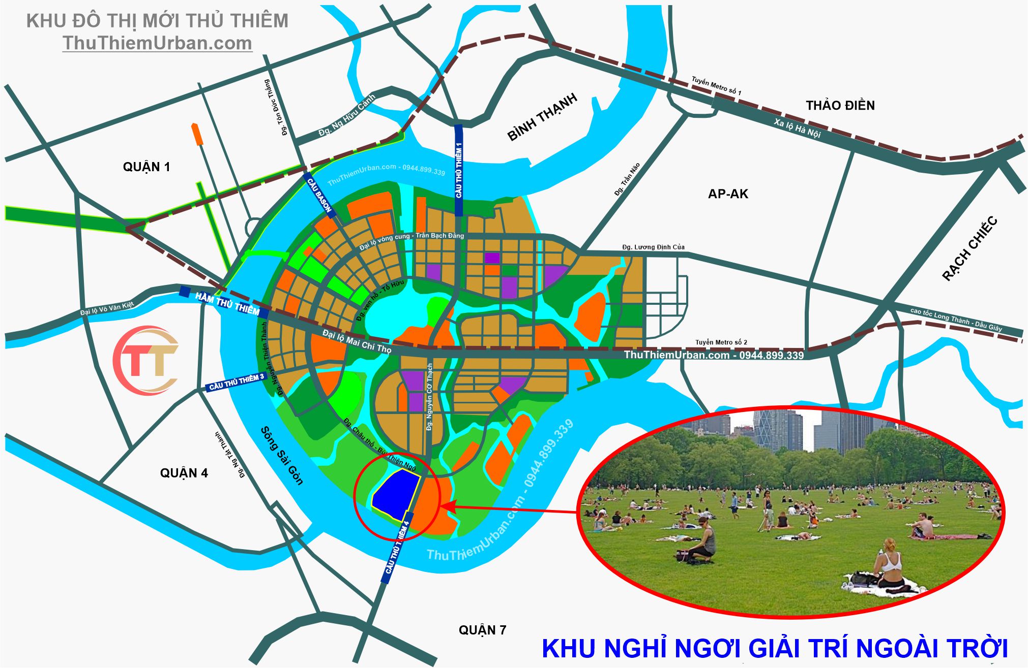 vị trí địa chỉ không gian nghỉ ngơi giải giải trí ngoài trời thủ thiêm