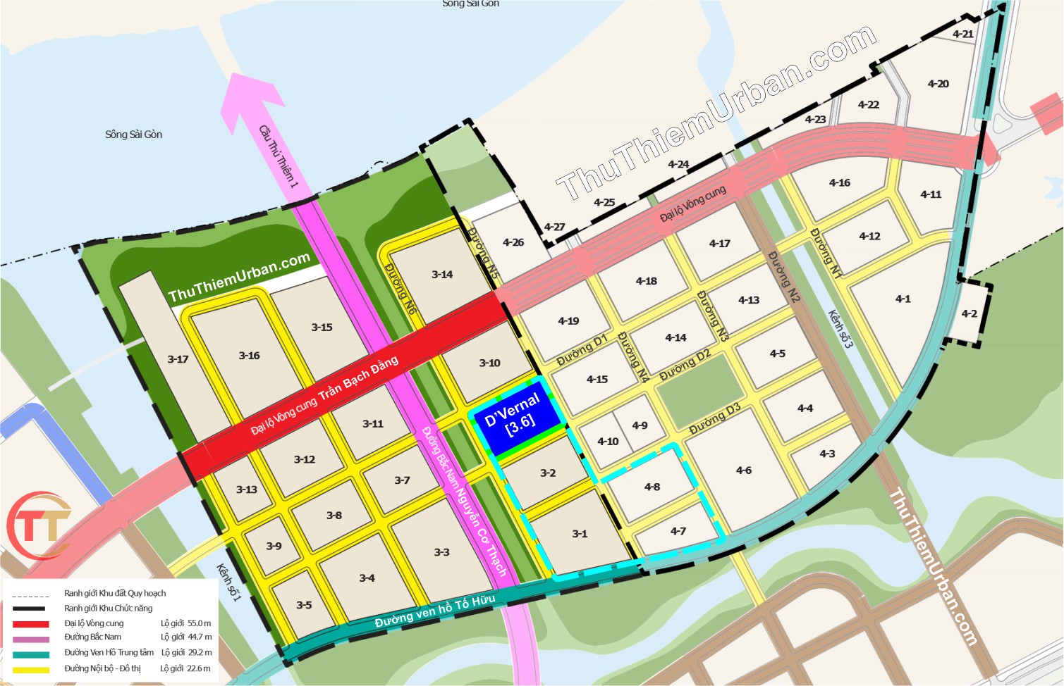 vị trí khu đất dự án D'vernal - lakeview 5 CII thủ thiêm