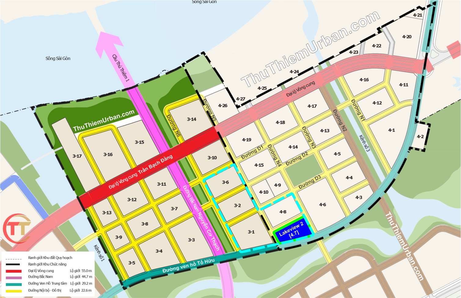 vị trí khu đất dự án lakeview 2 cii thủ thiêm - tố hữu