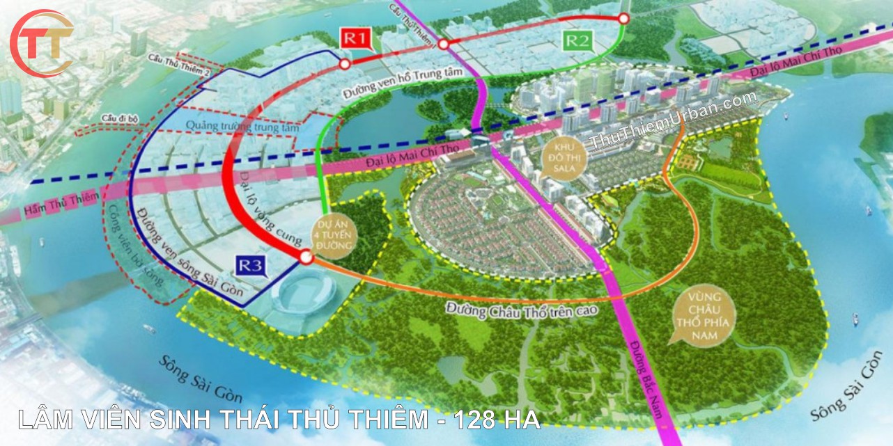 vị trí và kết nối lâm viên sinh thái tại thủ thiêm