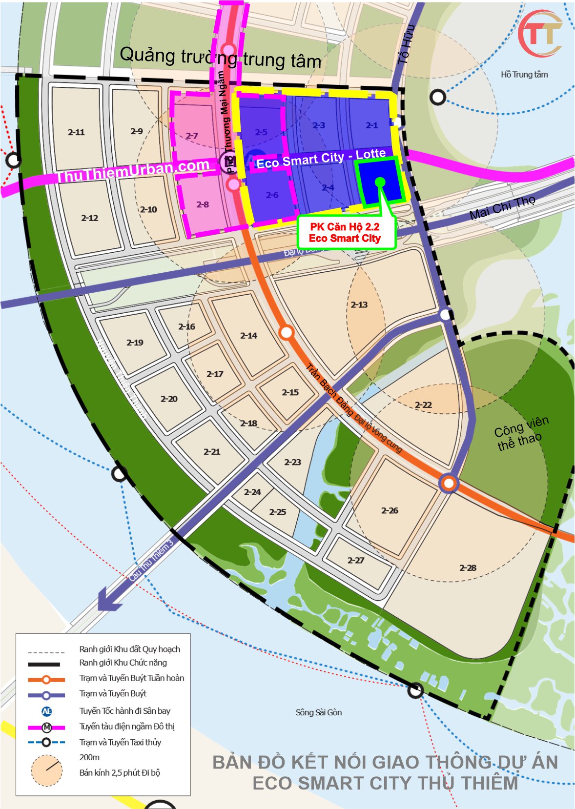 kết nối giao thông dự án căn hộ ven sông 2.2 - ceco smart city thủ thiêm