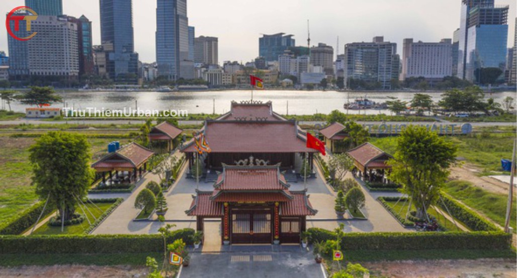 hình chụp đình thần an khánh tại khu đô thị thủ thiêm view sông sài gòn