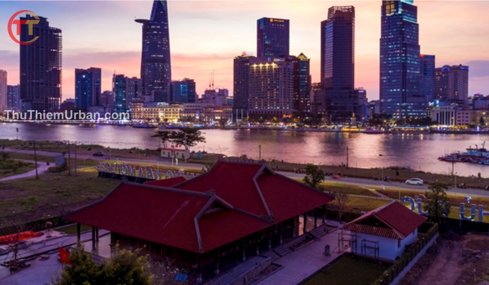hình chụp đình thần an khánh thủ thiêm - hoàng hôn