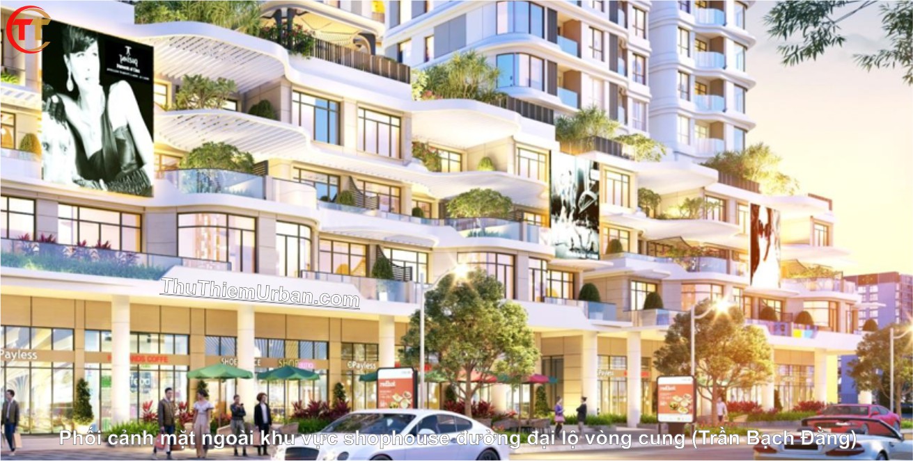 phối cảnh khối đế zeit river thủ thiêm -khu vực nhà phố shophouse đường trần bạch đằng