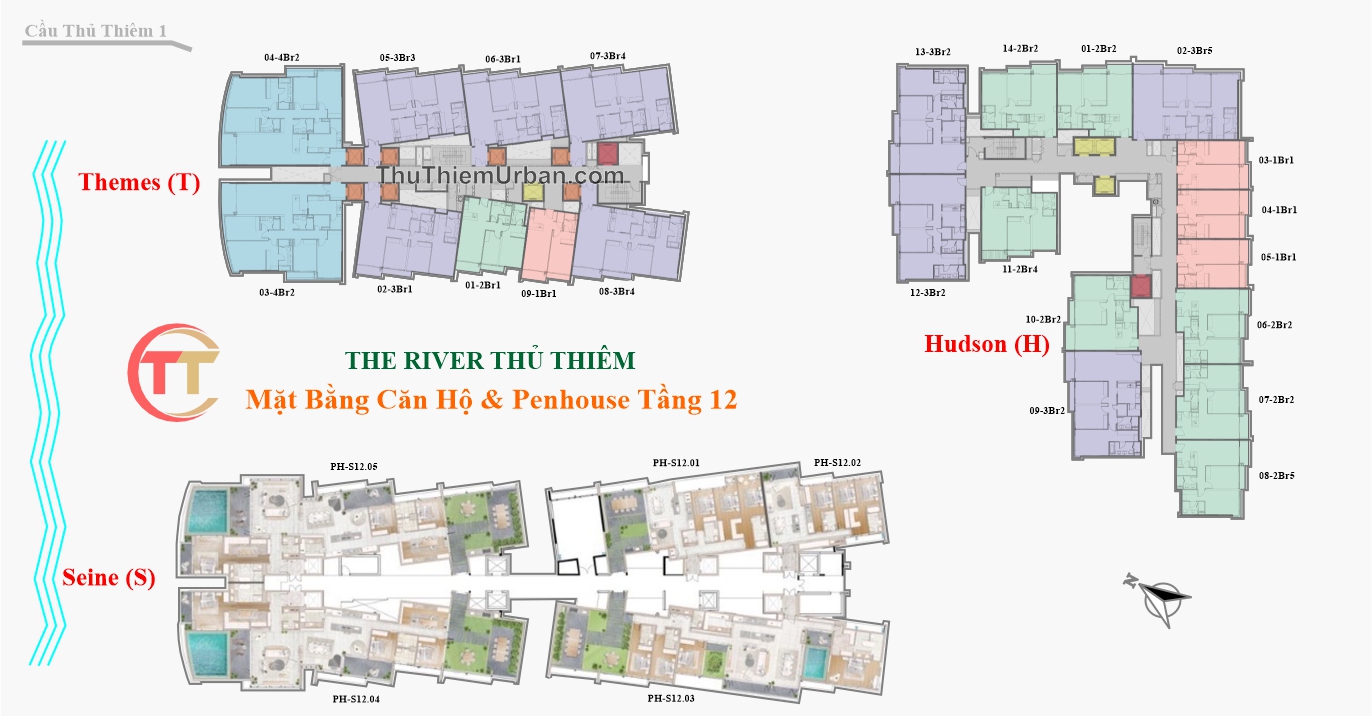 mặt bằng (layout) dự án căn hộ The River Thủ Thiêm - tầng 12 - refico