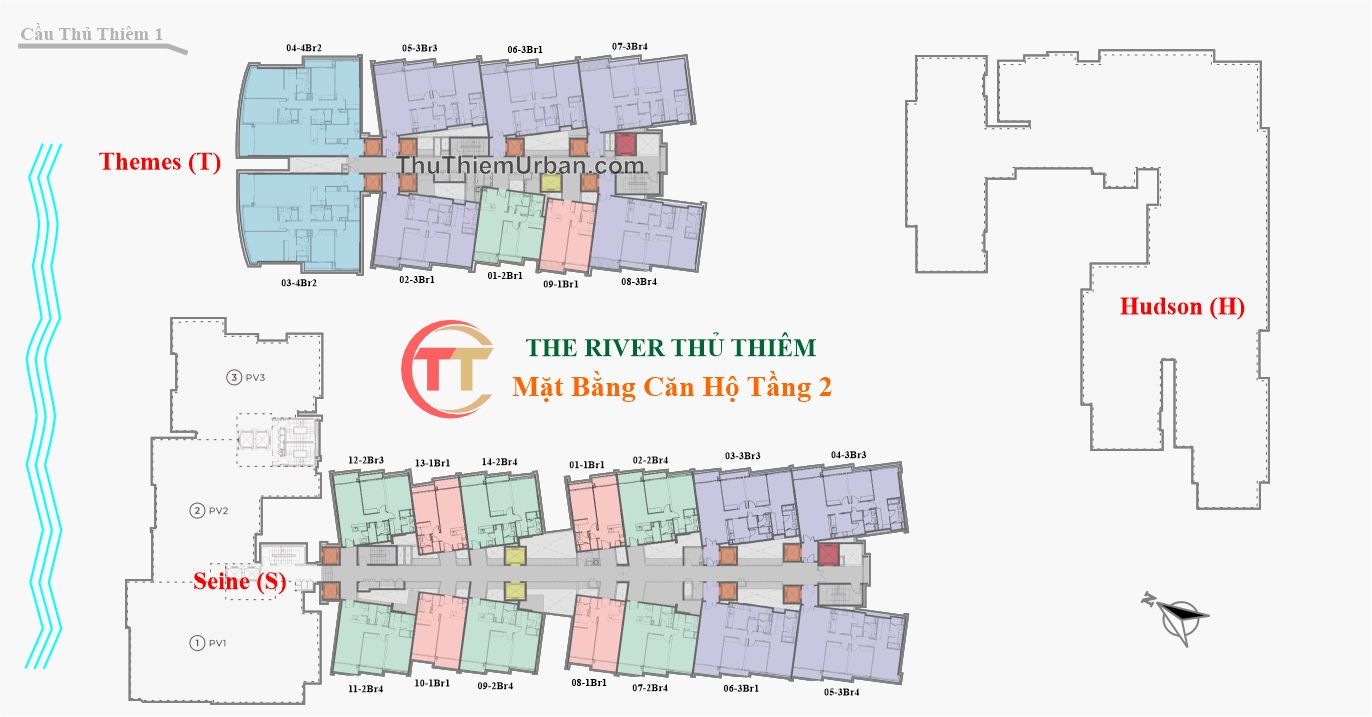 mặt bằng (layout) dự án căn hộ The River Thủ Thiêm - tầng 2 - city garden