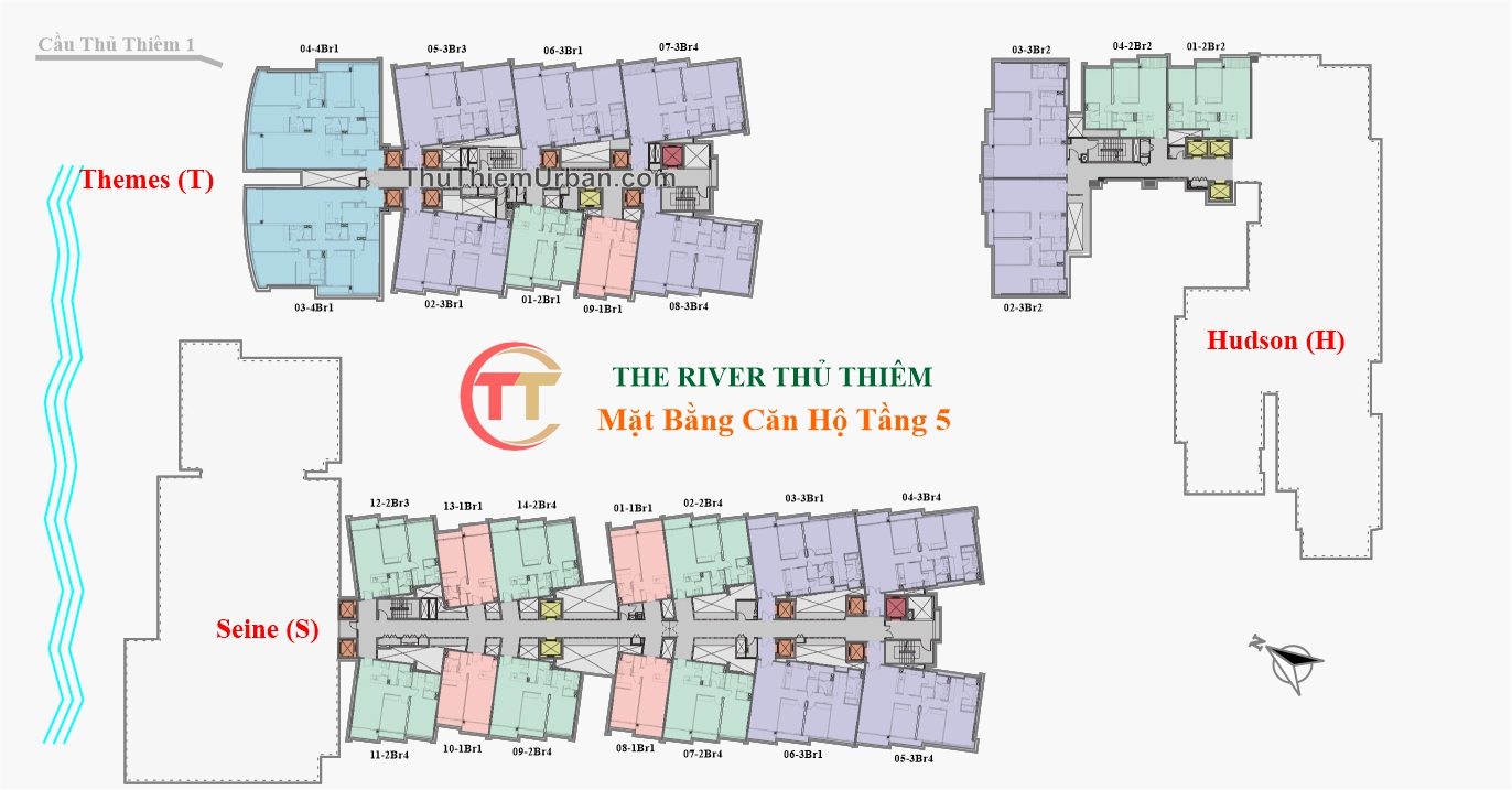 mặt bằng (layout) dự án căn hộ The River Thủ Thiêm - tầng 5 - thành phố thủ đức