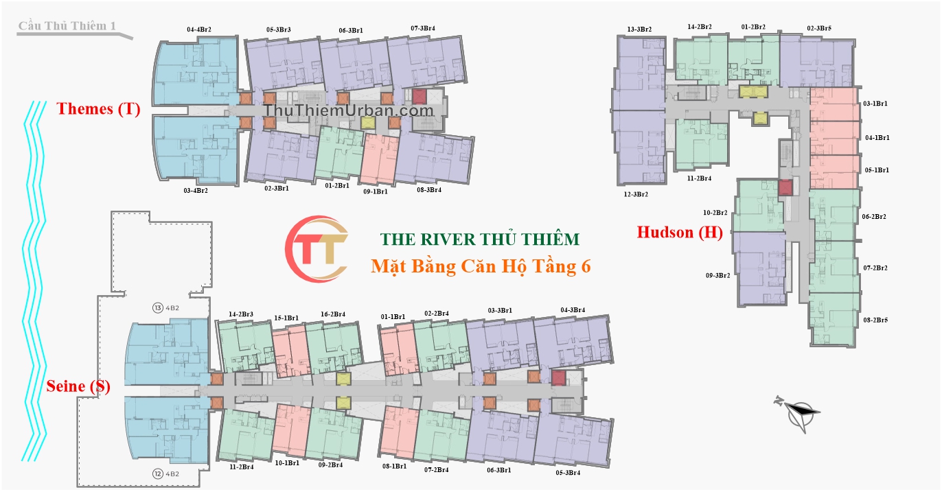 mặt bằng (layout) dự án căn hộ The River Thủ Thiêm - tầng 6 - thành phố hồ chí minh