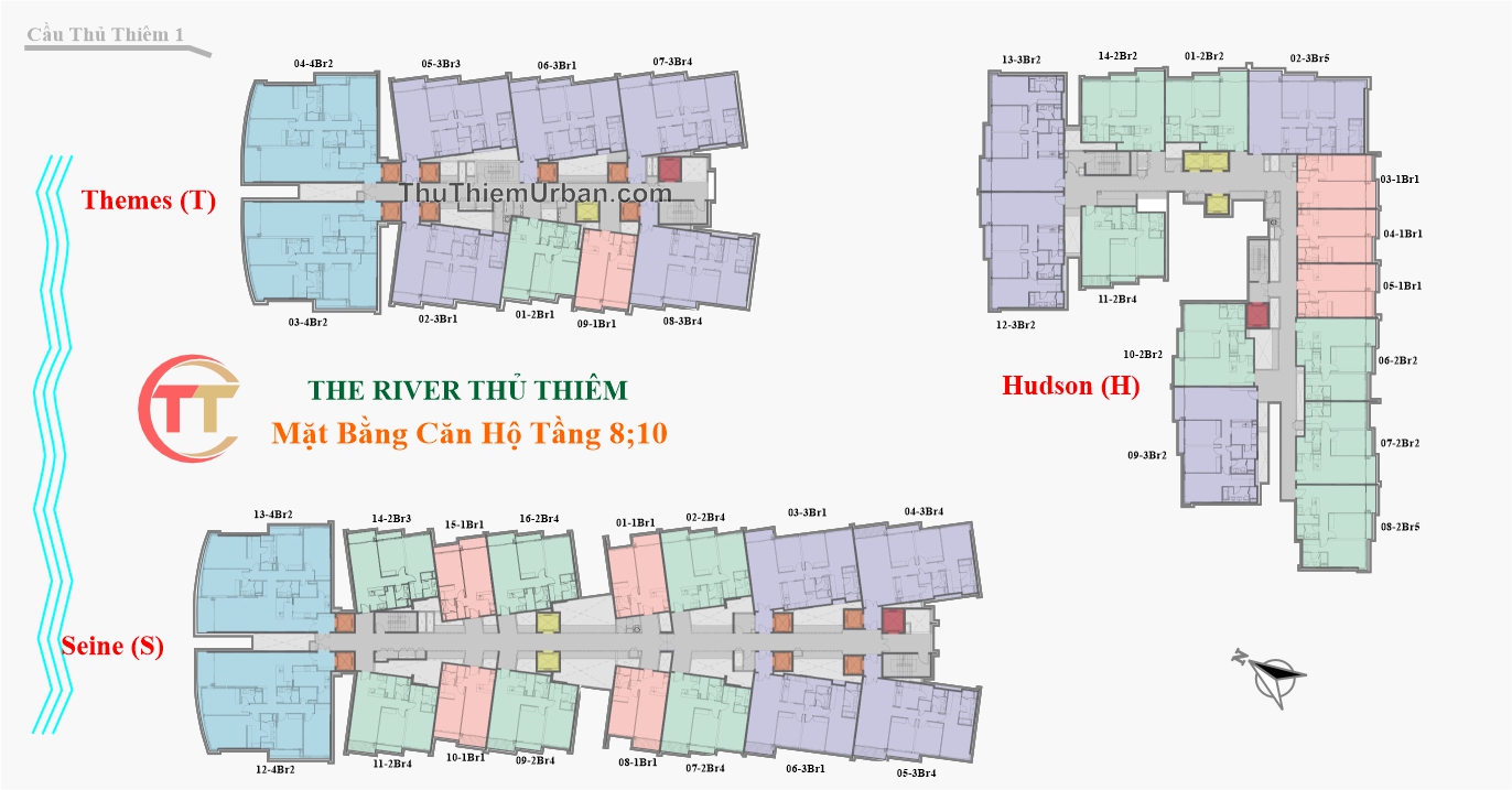 mặt bằng (layout) dự án căn hộ The River Thủ Thiêm - tầng 8,10 - đại lộ vòng cung