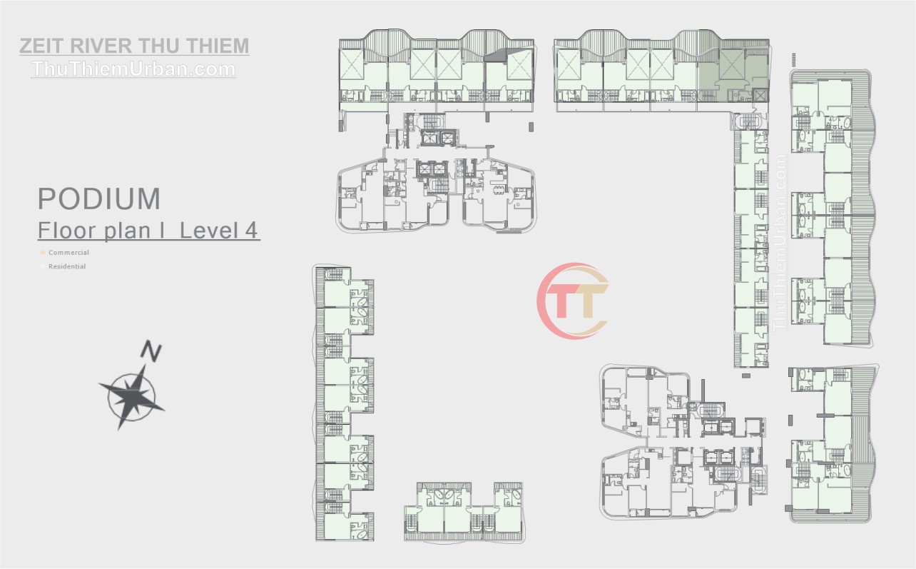 mặt bằng (layout) nhà phố shophouse zeit river thủ thiêm - tầng 4 khối đế GS E&C Thủ Đức