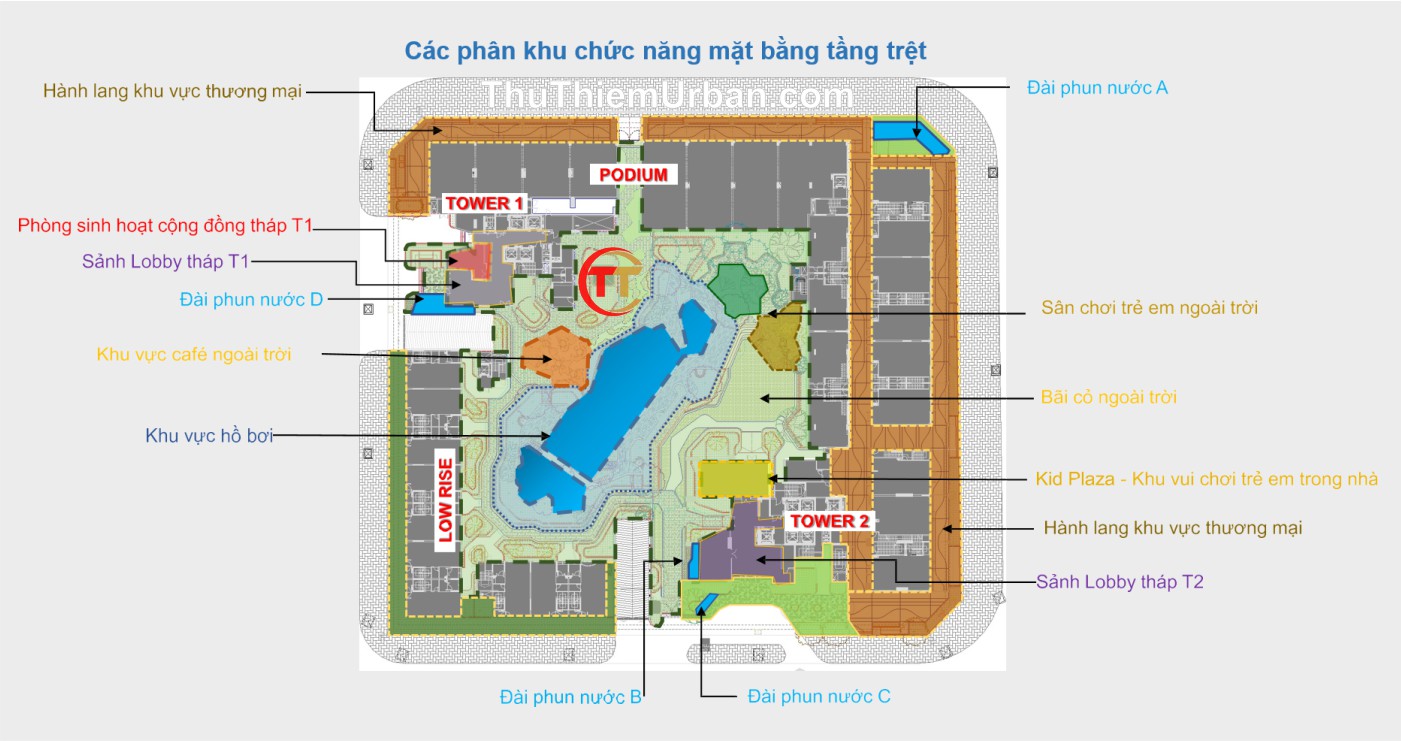tiện ích nội khu zeit river thủ thiêm - mặt bằng các phân khu chức năng tại tầng trệt