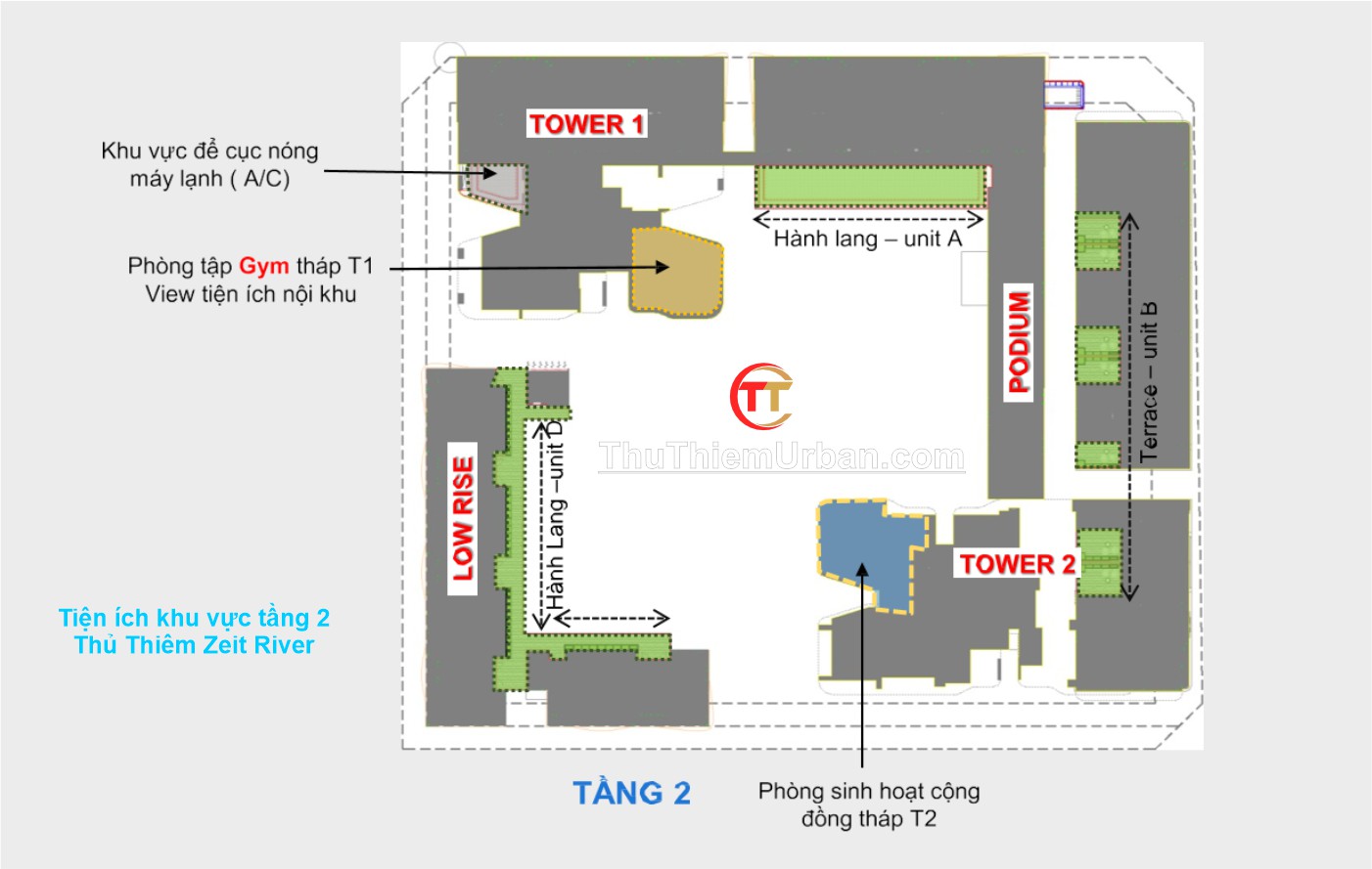 tiện ích nội khu zeit river thủ thiêm - mặt bằng tiện ích tầng 2 - phòng gym