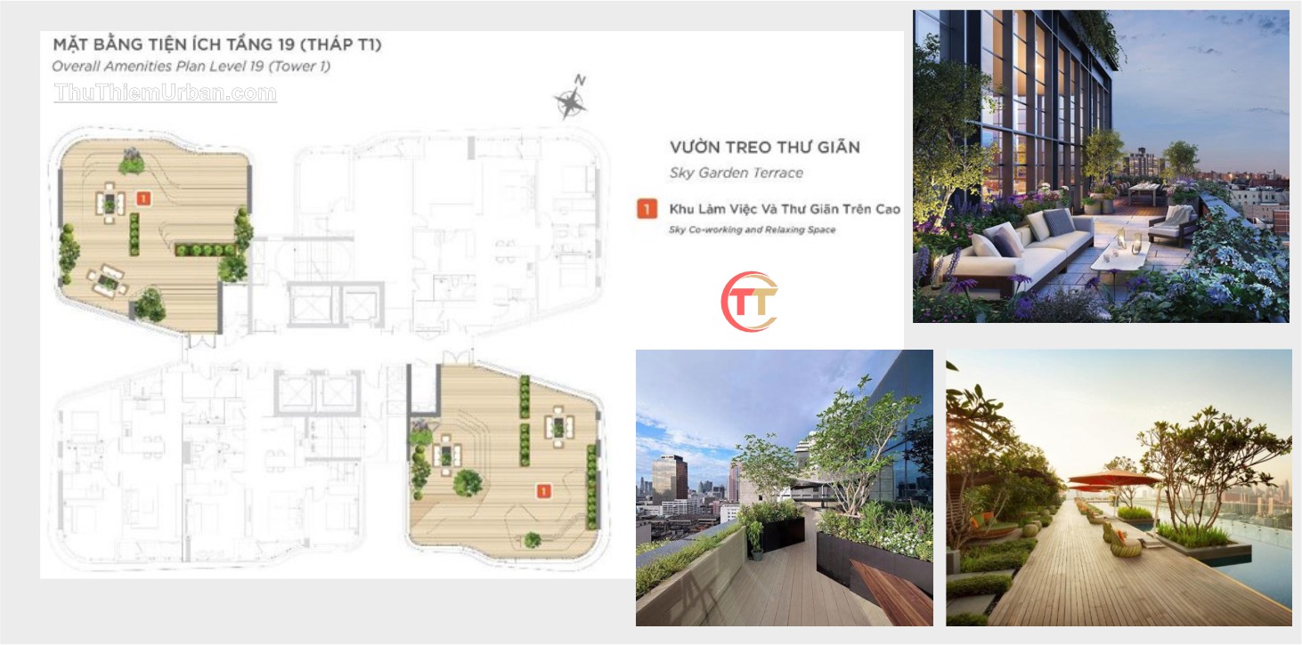 tiện ích nội khu zeit river thủ thiêm - mặt bằng vườn treo trên cao tầng 19 tháp T1