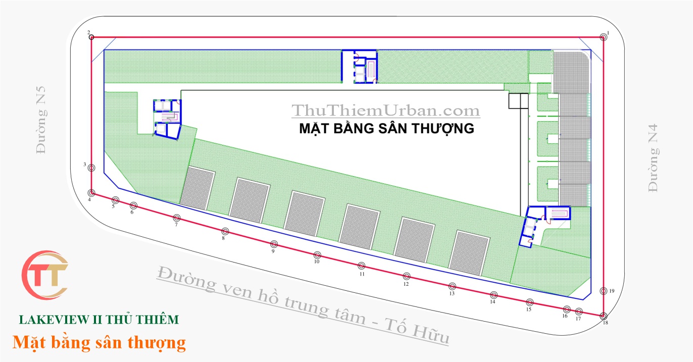 mặt bằng (layout) căn hộ, shophouse lakeview 2 cii thủ thiêm - tầng thượng - dự án