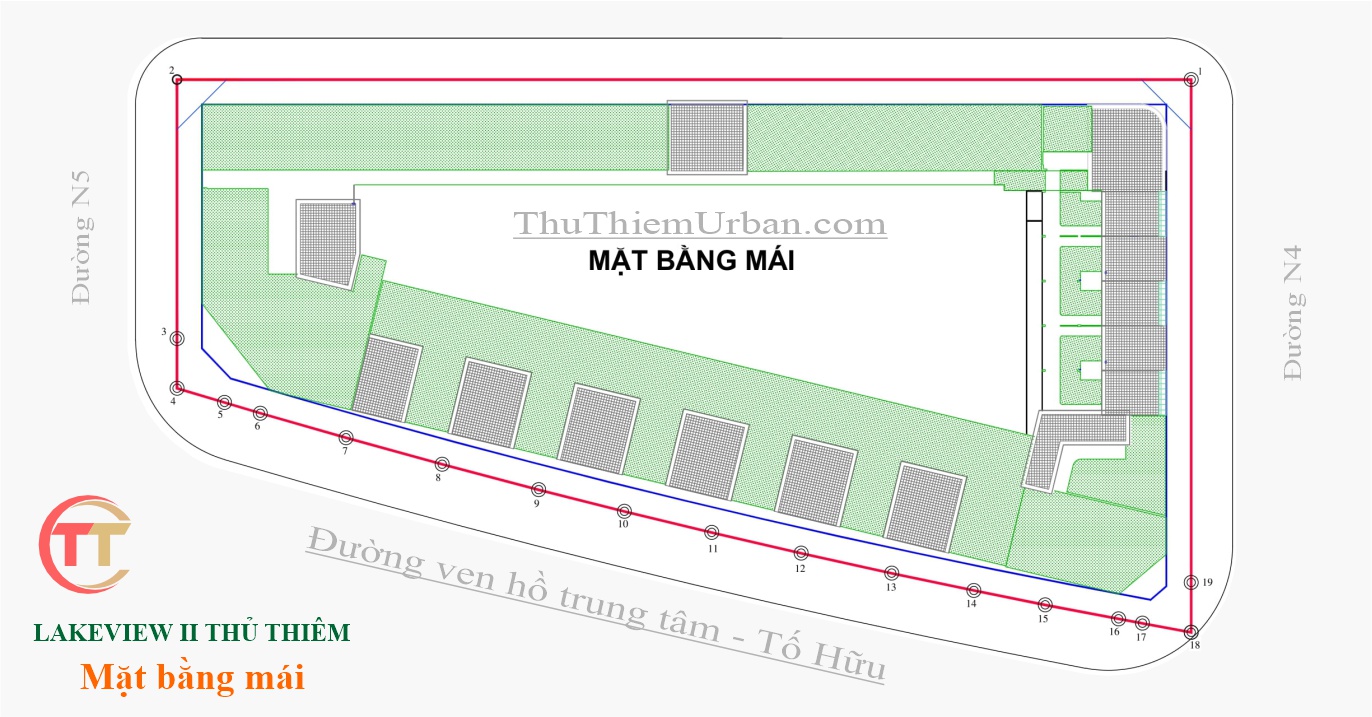 mặt bằng (layout) căn hộ, shophouse lakeview 2 cii thủ thiêm - tầng mái dự án