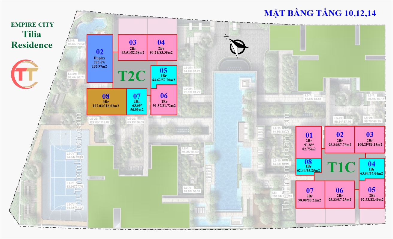 mặt bằng (layout) căn hộ tiện ích tilia residence - MU7 Empire CIty Thủ Thiêm - tầng 10,12,14 khu đô thị