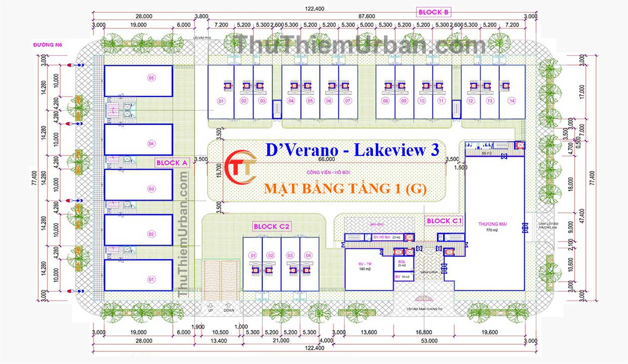 mặt bằng tổng thể nhà phố, shophouse và căn hộ dự án D'verano thủ thiêm - lakeview 3 CII