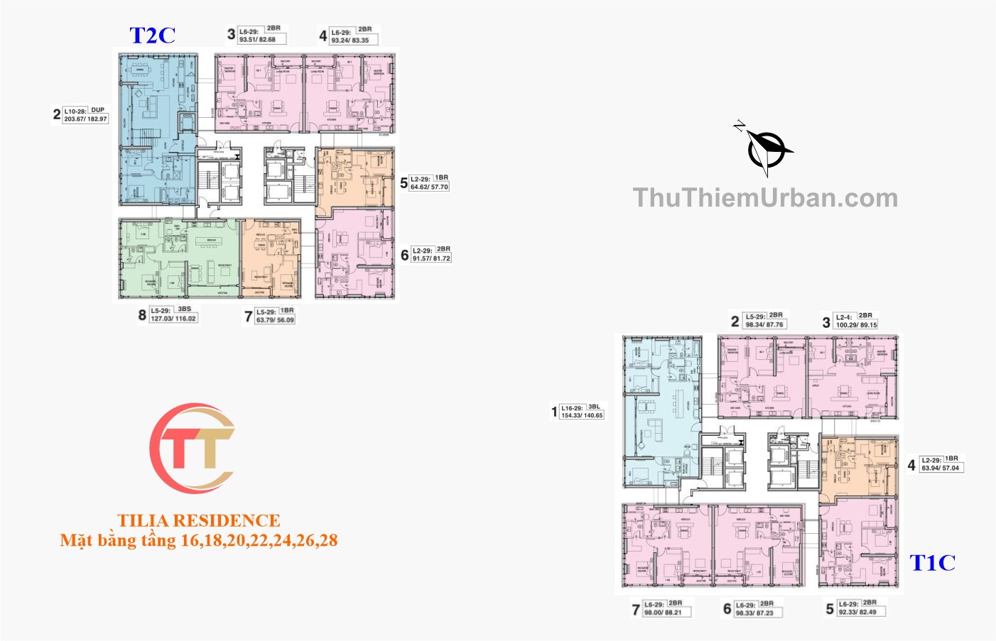 mặt bằng chi tiết căn hộ tilia empire city thủ thiêm - tầng 16-28 trần thái