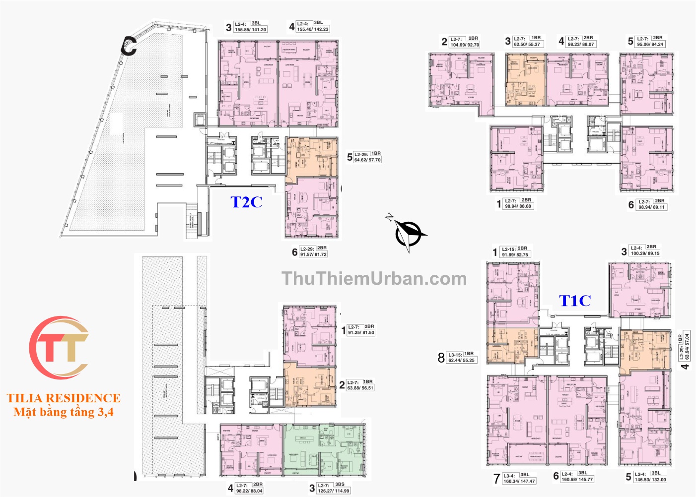 mặt bằng chi tiết căn hộ tilia empire city thủ thiêm - tầng 3,4 Residence