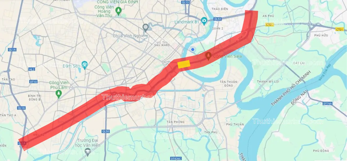 map quyết định về việc phê duyệt đầu tư dự án xây dựng đại lộ Đông - Tây TP Hồ Chí Minh