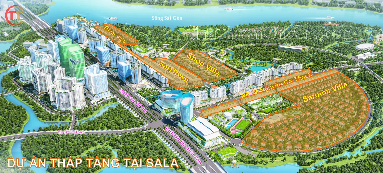 bản đồ dự án nhà phố biệt thự sala thủ thiêm
