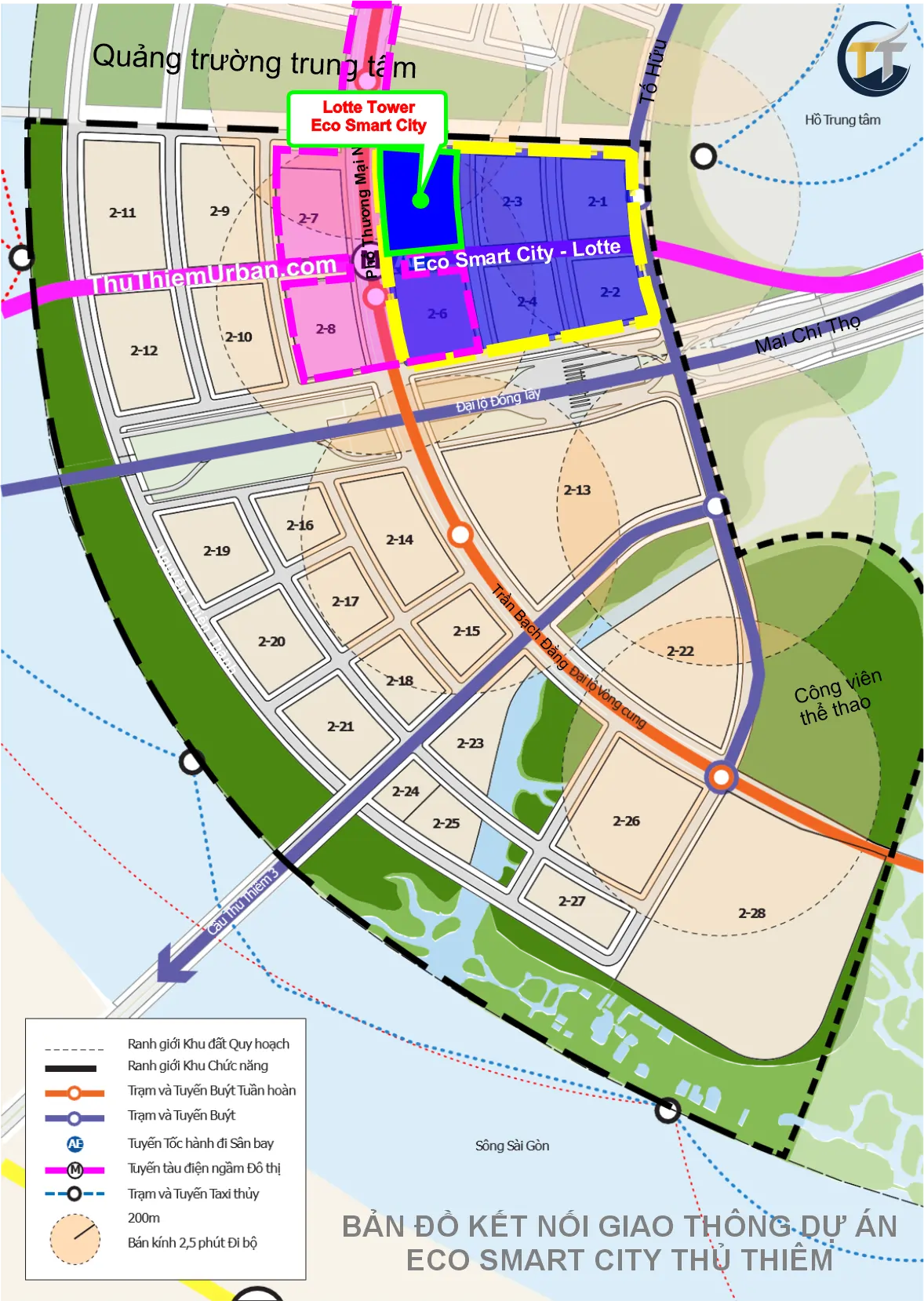 bản đồ kết nối giao thông lotte tower thủ thiêm new