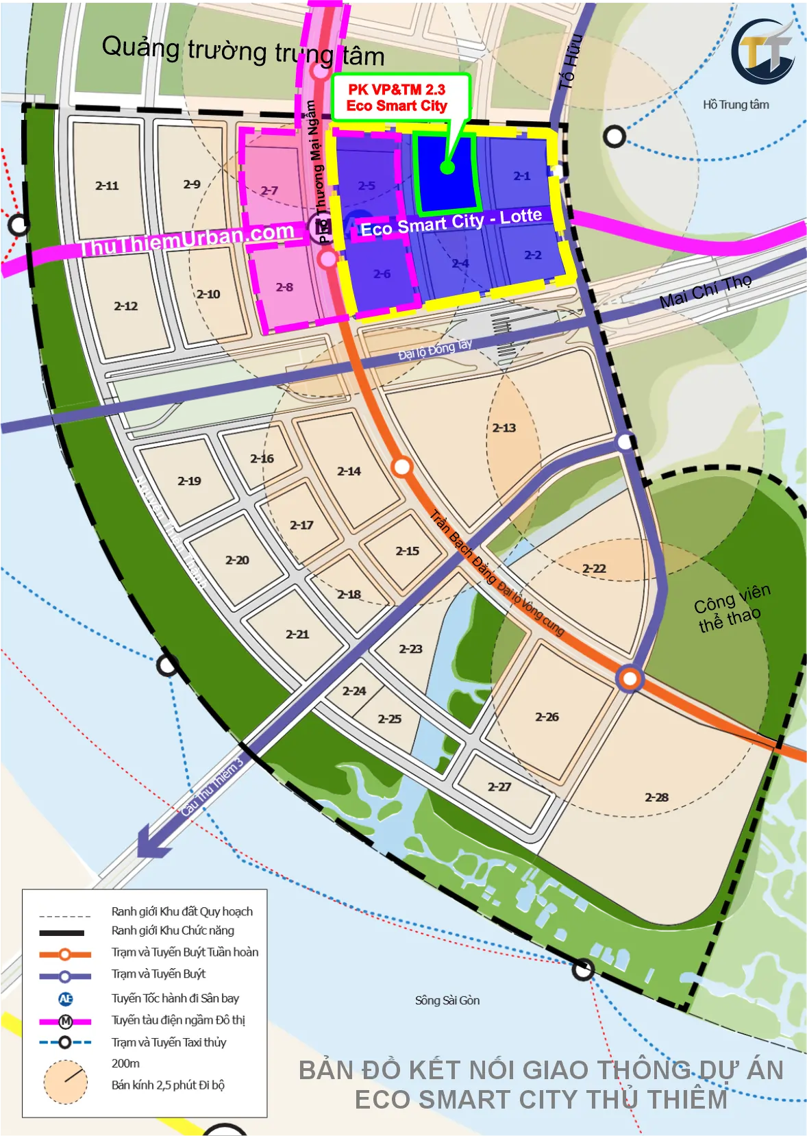 kết nối giao thông khu 2.3 - tòa nhà văn phòng thương mại Eco Smart City Thủ Thiêm new