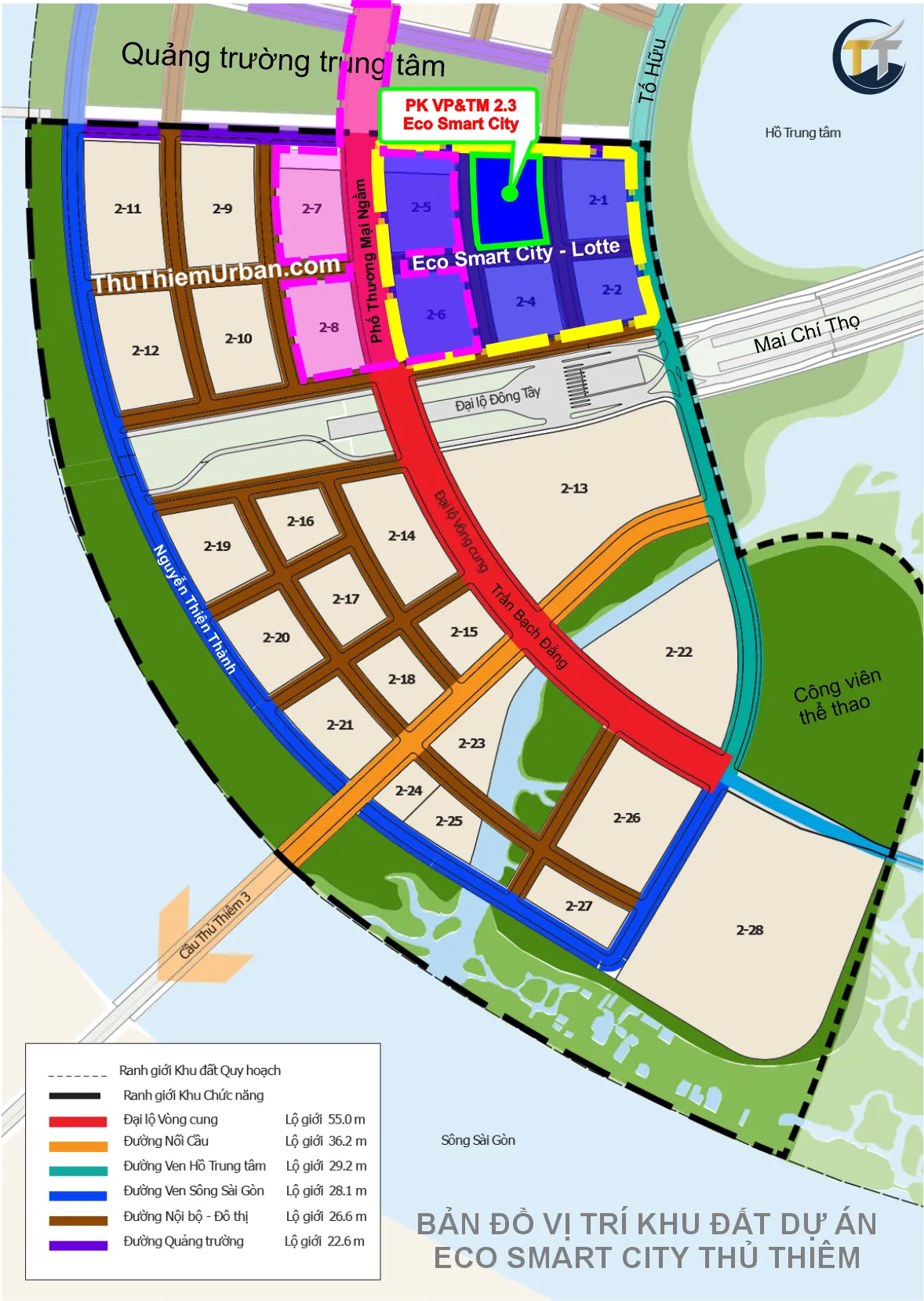 bản đồ vị trí khu đất 2.3 - tòa nhà văn phòng thương mại Eco Smart City Thủ Thiêm new