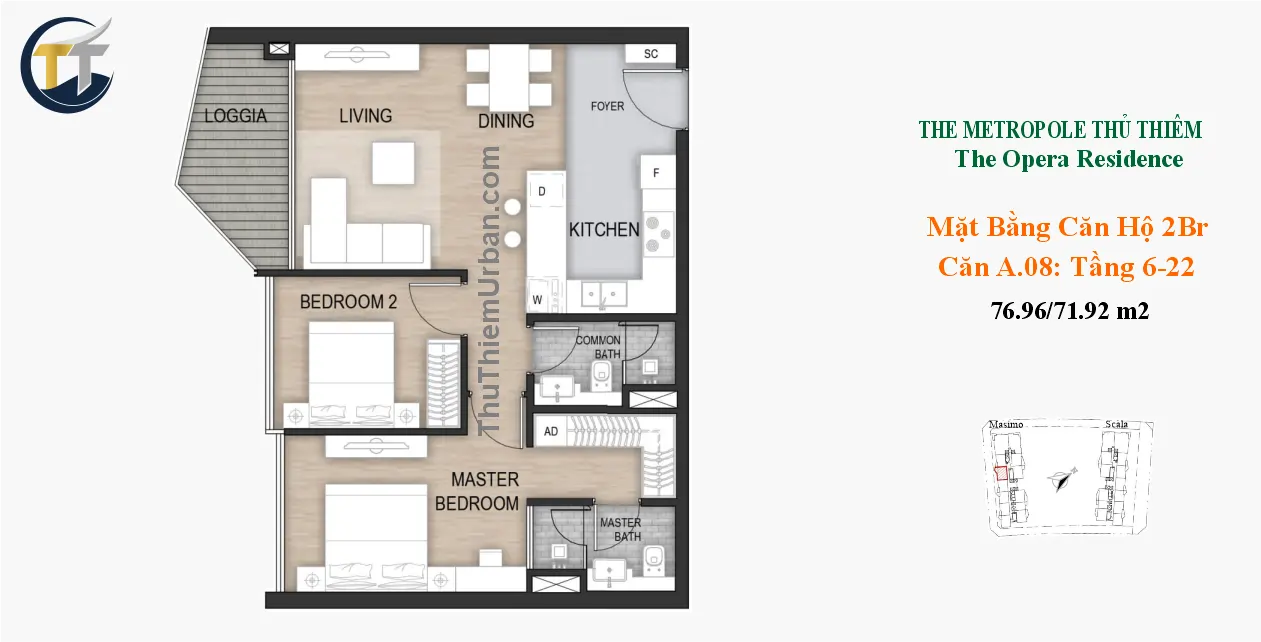 căn hộ masimo 2 phòng ngủ 08 the opera residence hồ chí minh new