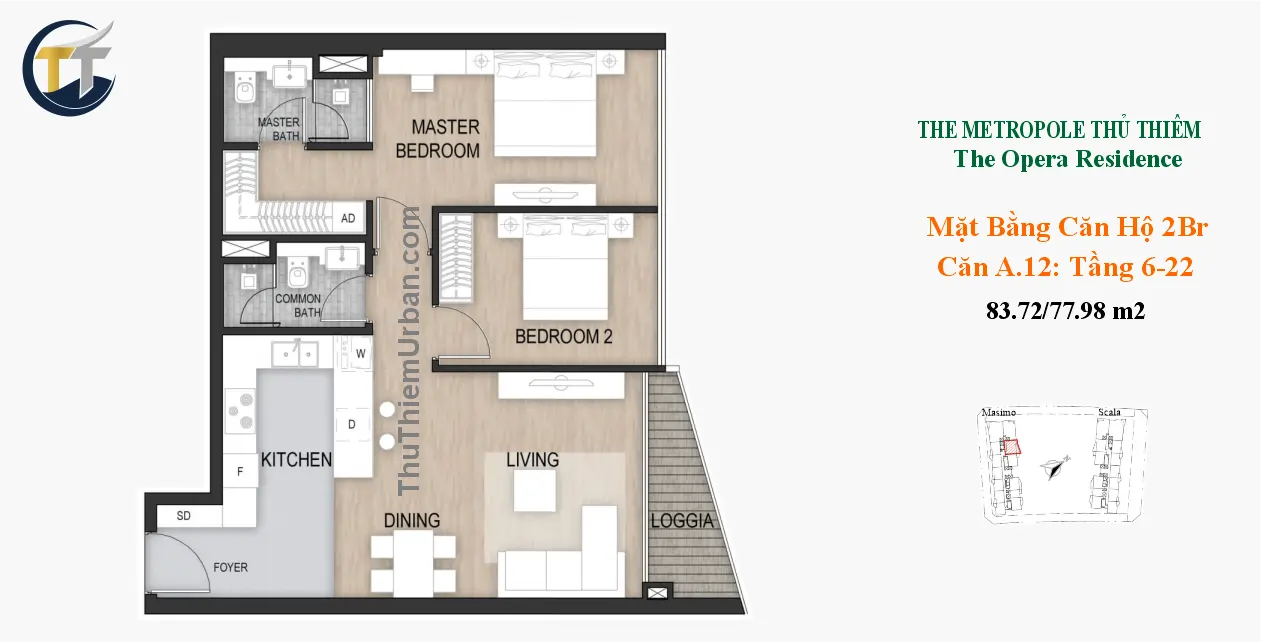 căn hộ masimo 2 phòng ngủ 12 the opera residence dự án new