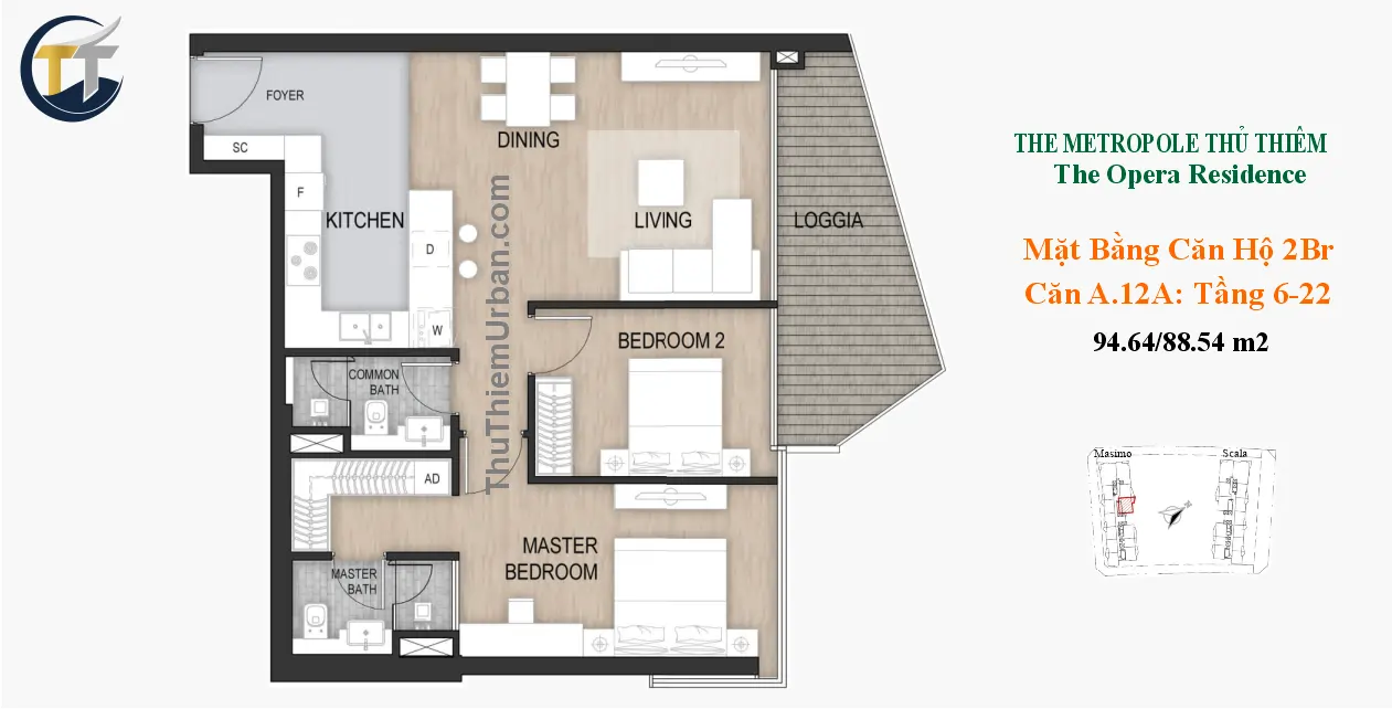 căn hộ masimo 2 phòng ngủ 12a the opera residence khu đô thị thủ thiêm new