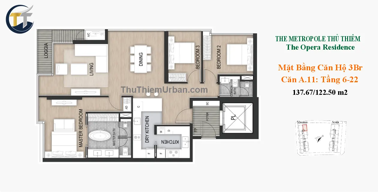 căn hộ masimo 3 phòng ngủ 11 the opera residence sơn kim land new