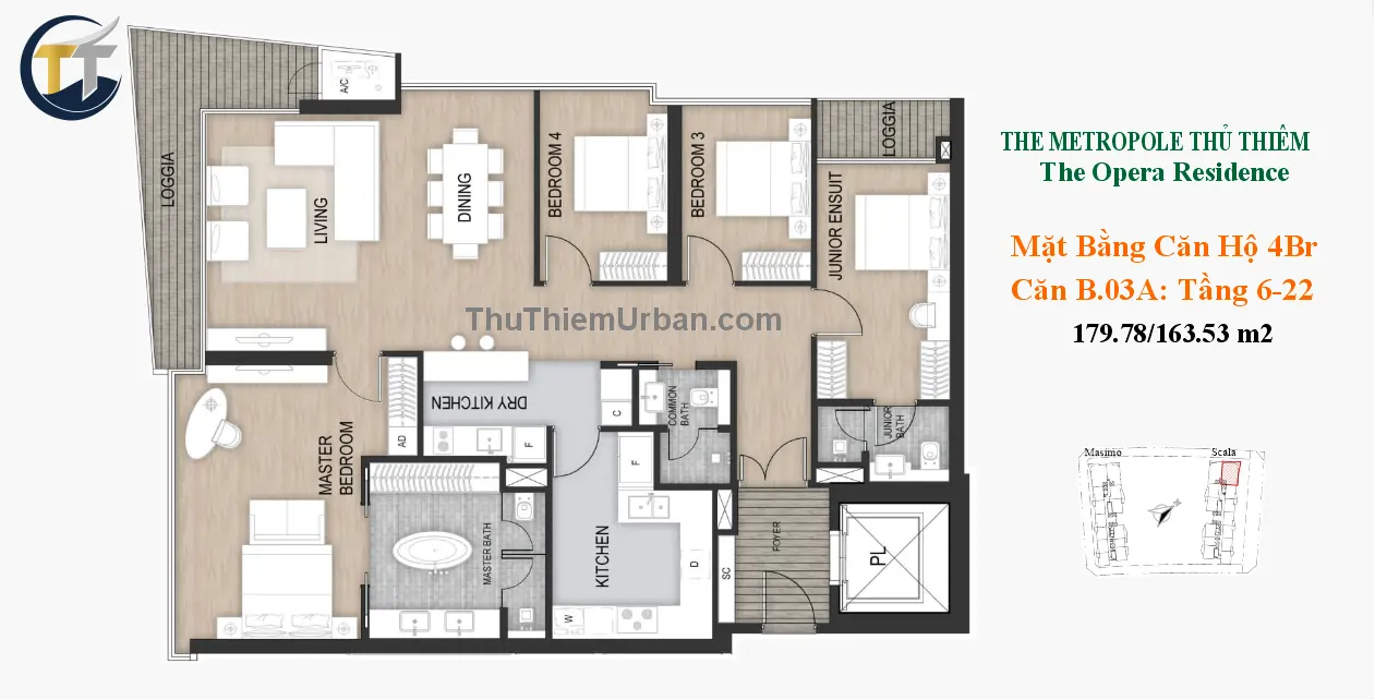 căn hộ scala b04 - 4 phòng ngủ the opera sơn kim land -quận 2 new